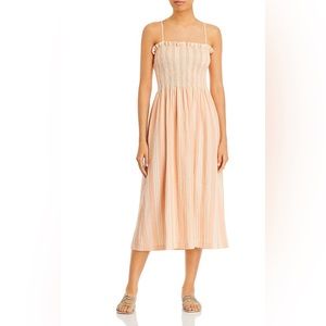 Faherty Lakeview Dress Sepia Neutral Stripe Organic Cotton Extra Large NWT